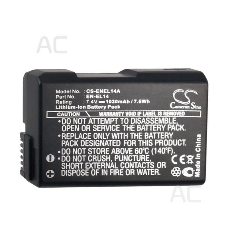AC EN-EL14 Suitable for Nikon D3100 D3200 D3300 5100 Camera Battery