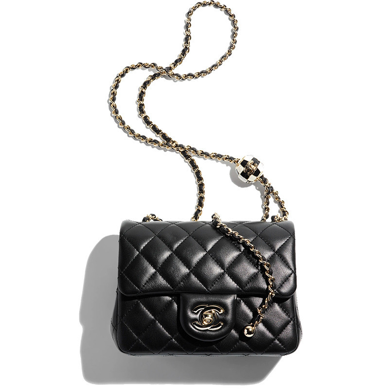 Chanel/Chanel Women's Black Lambskin Diamondback Chain Mini Flap Bag Single Shoulder Crossbody