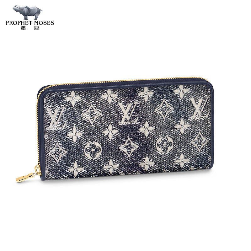 Moxi LV/Louis Vuitton 2023 New Women's Holographic Monogram Coating Canvas Long Zipper Wallet M82468