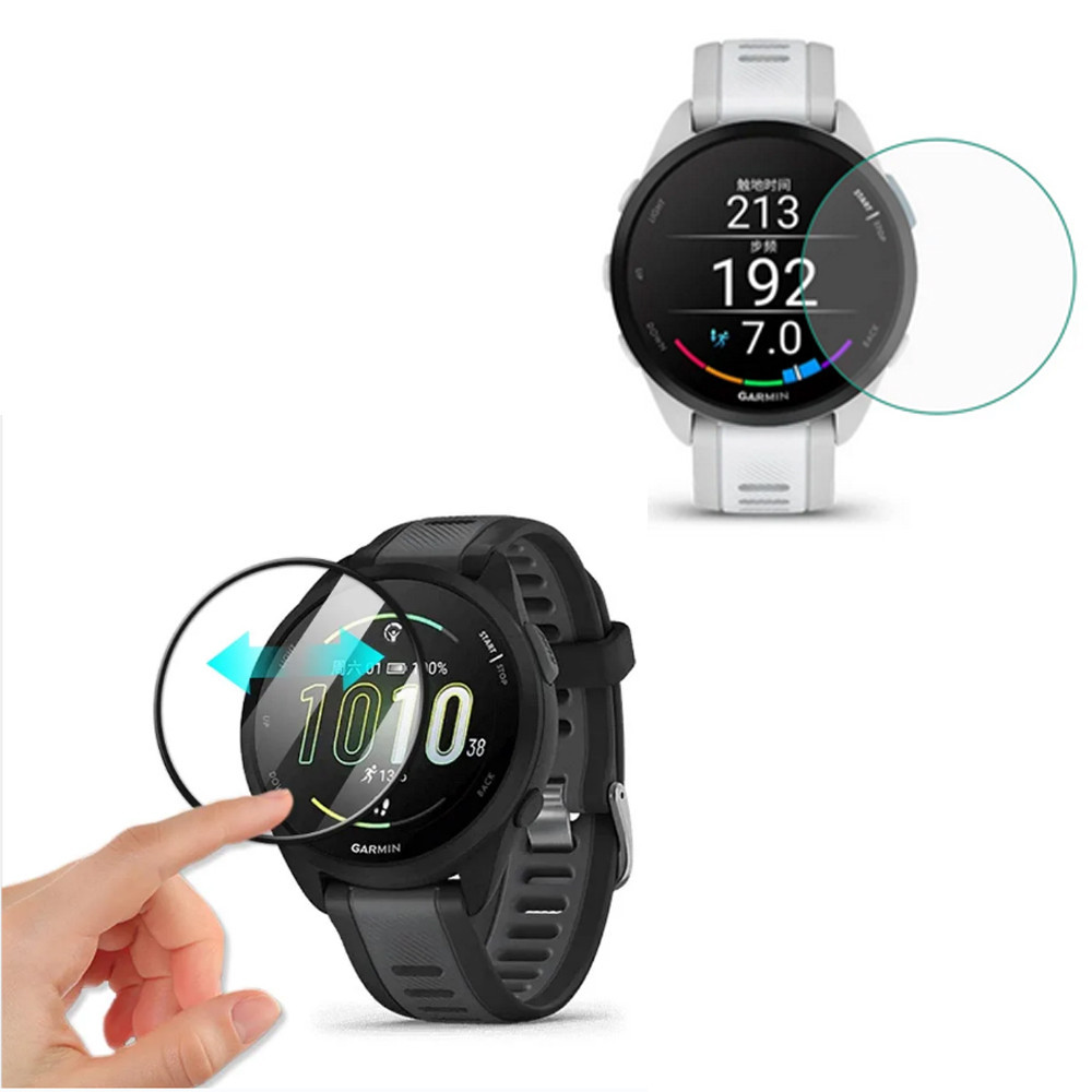 กระจกนิรภัยป ้ องกันหน ้ าจอสําหรับ Garmin Forerunner 165 เพลง Full edge Coverage Anti-Scratch 3D ฟิล ์ มป ้ องกัน