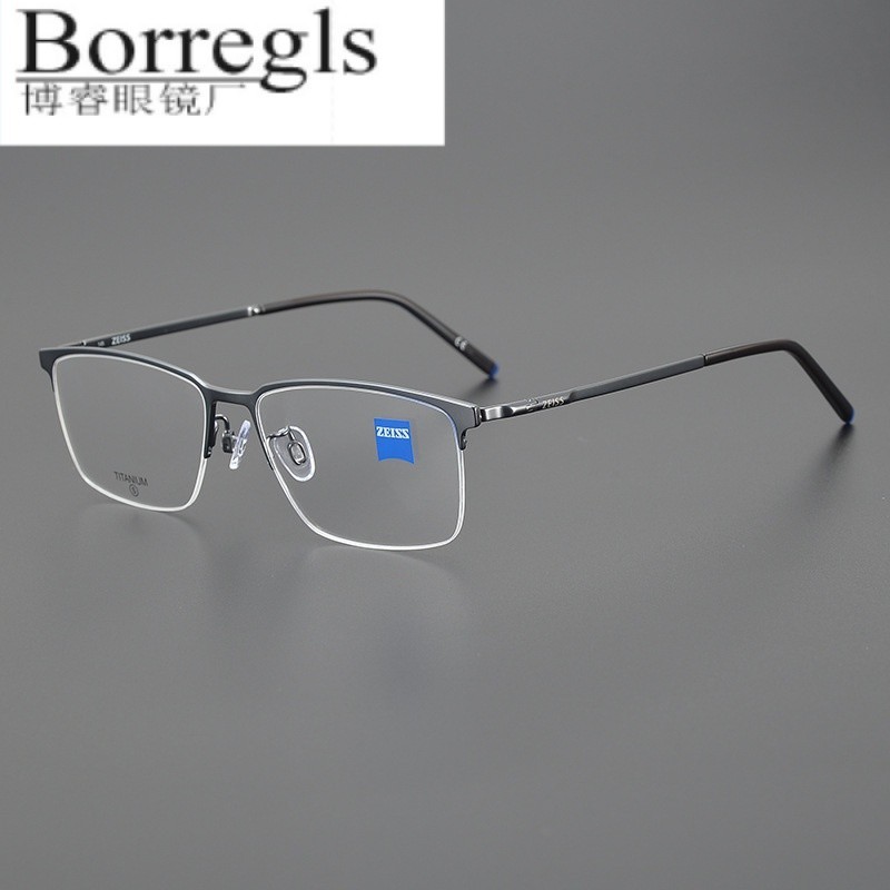 Zeiss กรอบแว่นตาครึ่งกรอบสไตล์ใหม่ Ultra-Light Pure Titanium ZS22113LBผู้ชายธุรกิจเรียบง่ายกรอบสายตาสั้นระดับไฮเอนด์