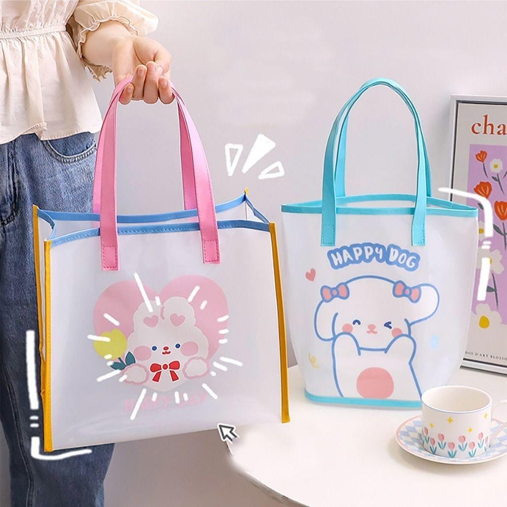 HOBBYIN กระเป๋าช้อปปิ้ง HOBBYIN Totes, กระเป๋าถือ PVC ความจุขนาดใหญ่, กระเป๋าสะพายข้าง Organiser กันน้ํา