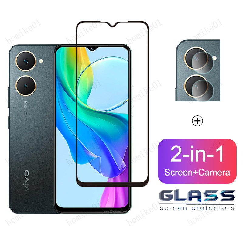 2-in-1 ฟิล์ม Vivo Y03 ฟิล์มกระจก HD ฟิมล์กระจก Vivo Y02 Y02s Y02A Y02T Y27 Y27s Y17s Y16 Y15a Y15s Y