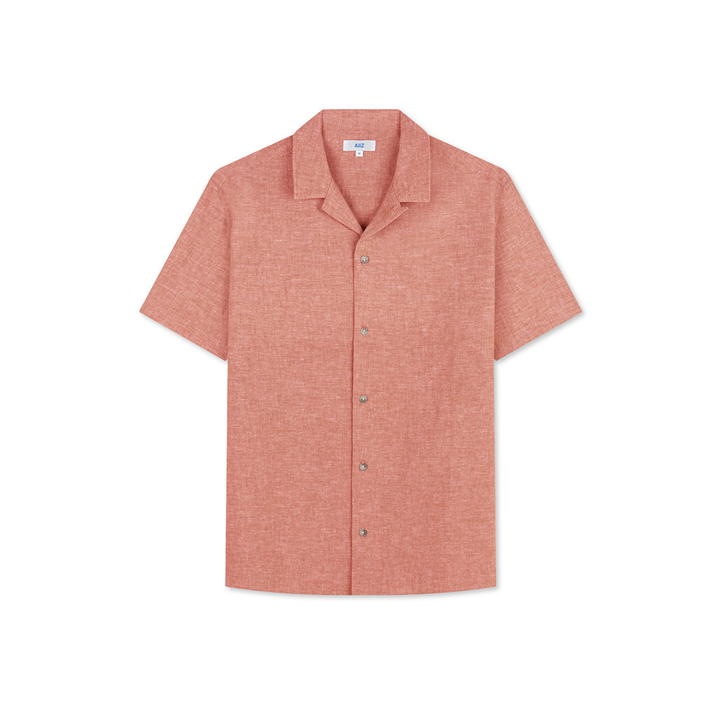 AIIZ (เอ ทู แซด) - เสื้อเชิ้ตผู้ชายแขนสั้นปกฮาวาย ผ้าคอตตอนผสมลินิน Men's Camp Collar Shorts Sleeve Cotton linen Shirts