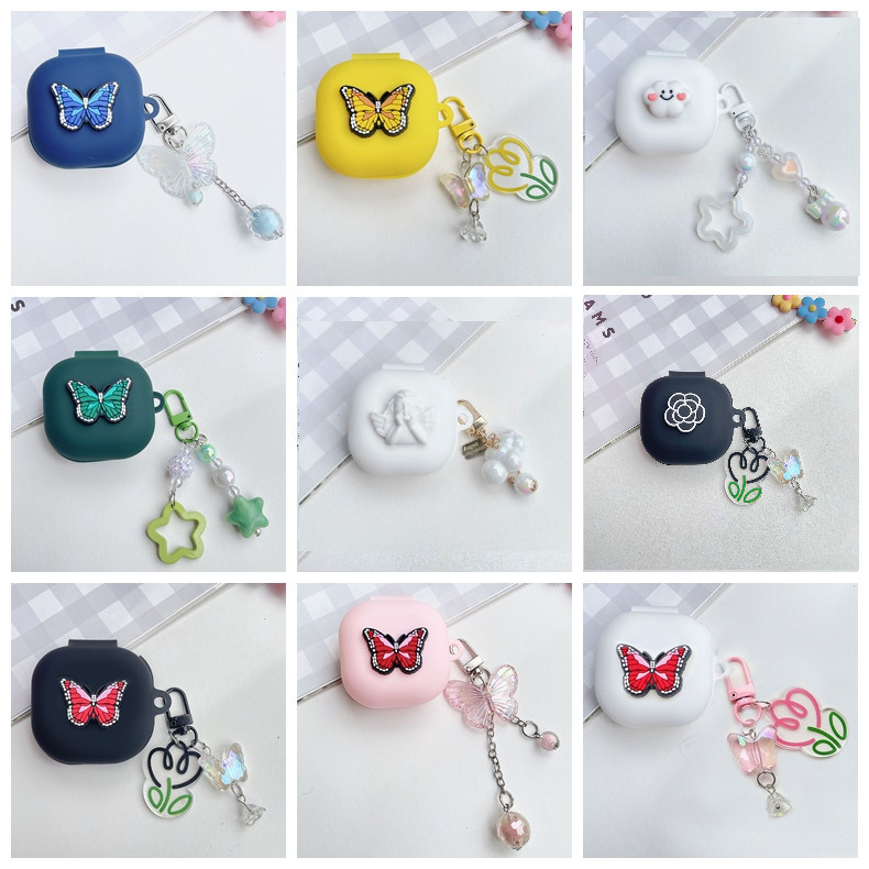สําหรับ OnePlus Buds 3/Buds Z Z2 หรูหราผีเสื้อพวงกุญแจหูฟังซิลิโคนป้องกันสําหรับ OnePlus Buds Z2 กรณ