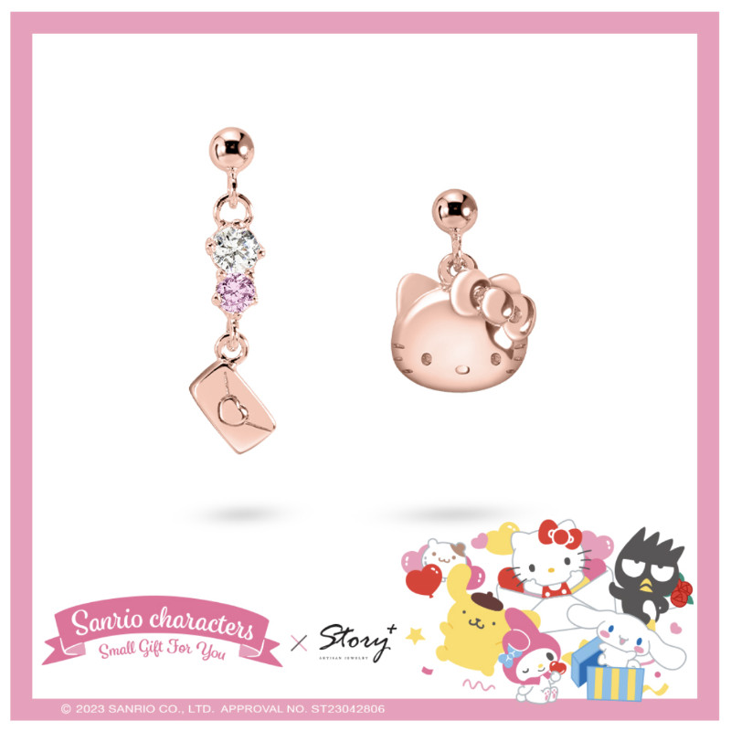 Hellokitty Zircon S925 ต่างหูเงิน Niche Creative Design Hello Kitty ต่างหูของขวัญวันเกิด