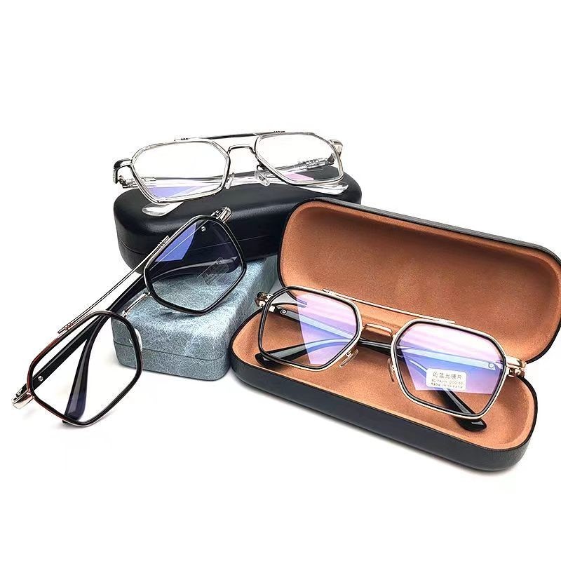 แฟชั่นสไตล์เกาหลีแว่นตาเกรดสําหรับผู้ชายป้องกันแสงสีฟ้าป้องกันรังสีนักบินวินเทจที่เรียบง่ายแว่นอ่านหนังสือเดิมขนาดใหญ่เปลี่ยนเลนส์สายตา เอสพีจี106 - รูปที่ 2