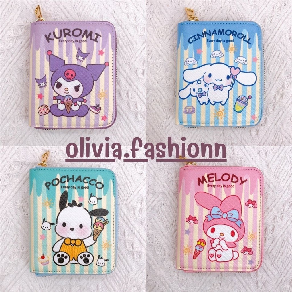 Olivia กระเป๋าสตางค์ใบสั้น ลายการ์ตูน ขนาดพกพาสะดวก#BAG029