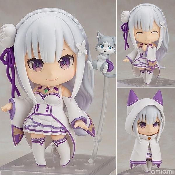 Nendoroid 751# (Gsc Ver.) Re: Zero Emilia Action Figure ของเล่นตุ๊กตาเปลี่ยนหน้า 10 ซม.**&*