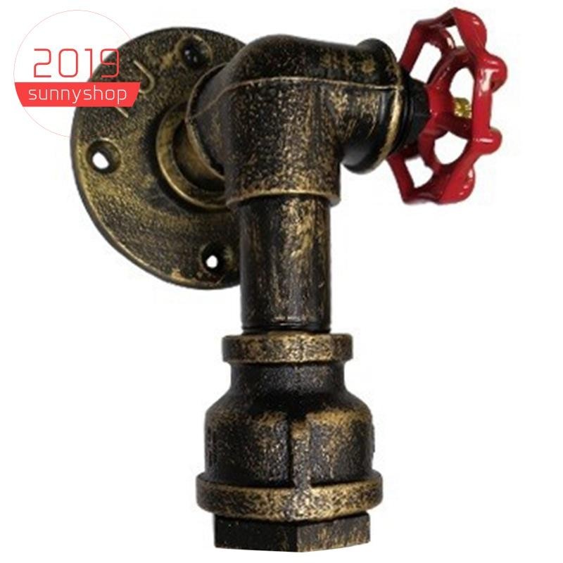 [sunnyshop2019 ] โคมไฟติดผนังท ่ อน ้ ําวินเทจรูปทรงก ๊ อกน ้ ํา Steam Punk Loft Rusty Gold