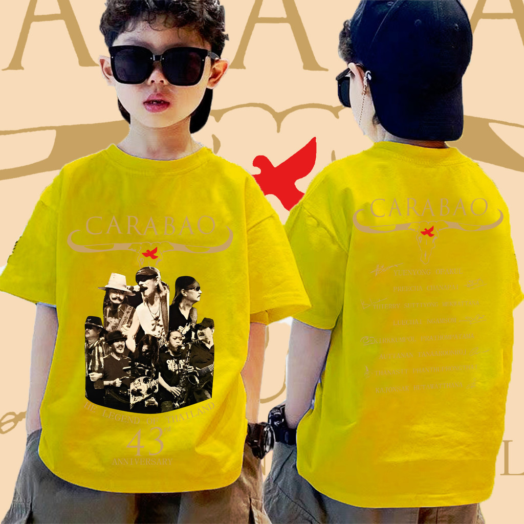 เสื้อยืดแขนสั้นพิมพ์ลายวง Carabao Rock Band 43rd Anniversary เสื้อยืดคาราบาว V2 เสื้อยืดเด็ก ฝ้าย 10