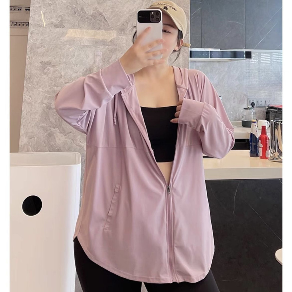 Plus ขนาด150kg Could สวมใส่อเนกประสงค์ซิปเสื้อแขนยาว Sunproof Tops Plain Oversize Hoodie