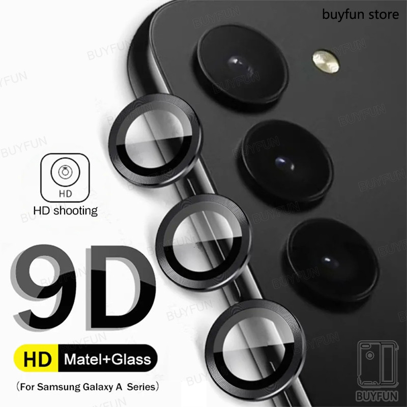 SAMSUNG 9dโค้งกระจกนิรภัยmatelกันชนเลนส์สําหรับsamsung Galaxy A55 A15 A35 5G 4G 55 15 35 55a SM-A556V A556B A556E A5560 กล้องป้องกันกระจกหมวก