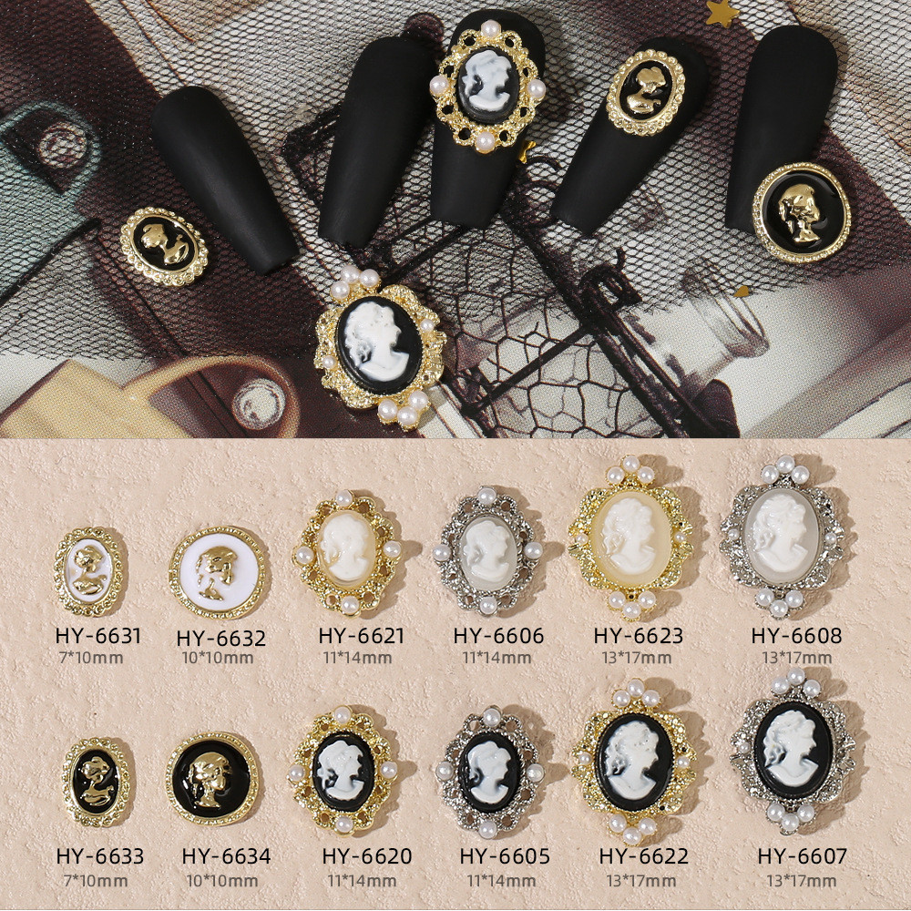 ใหม ่ โลหะผสมเล ็ บเครื ่ องประดับ Baroque vintage มุกหยดน ้ ํามันโลหะเงินเล ็ บตกแต ่ งเจาะเล ็ บอเมริกันขายส ่ ง