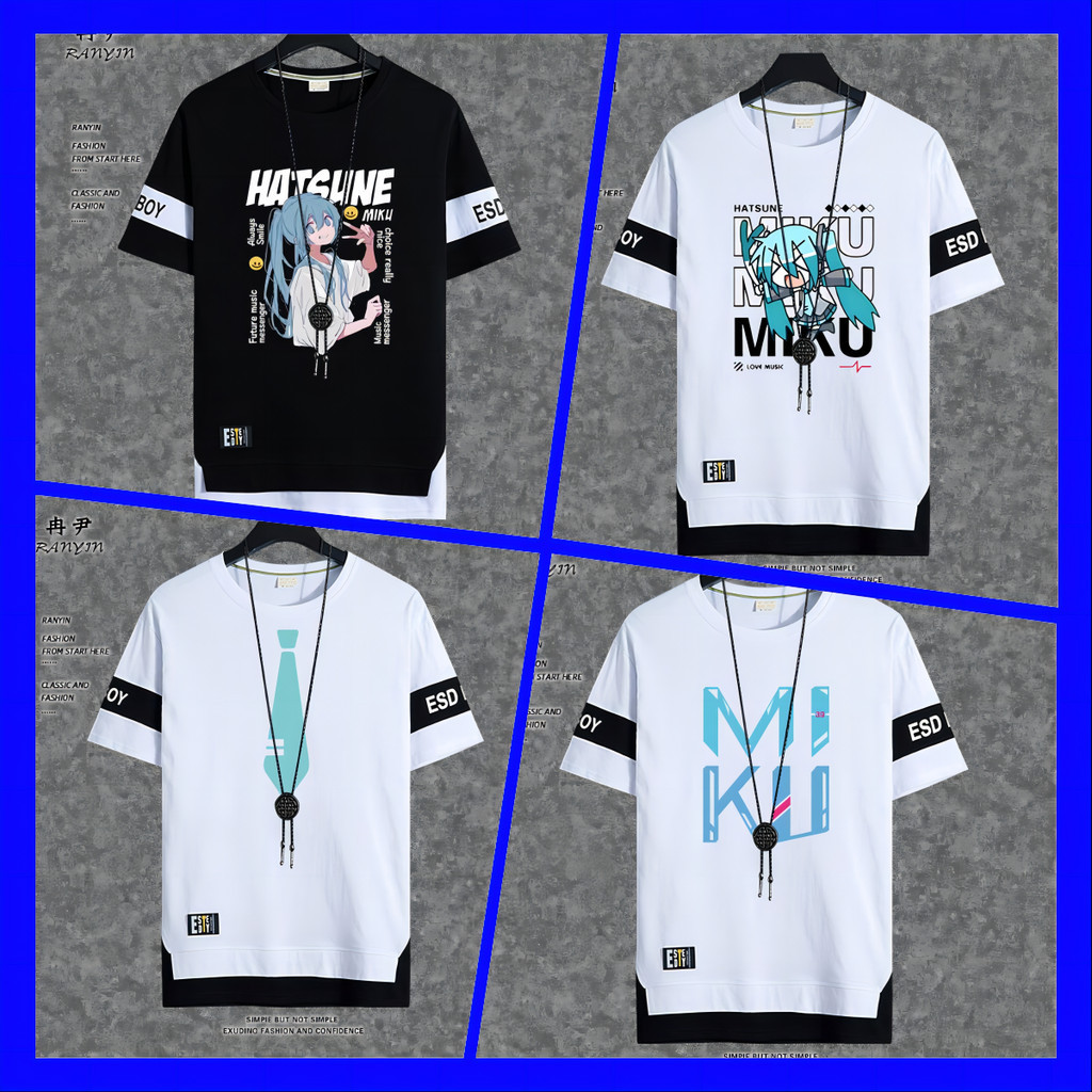 แฟชั่นสตรีท ท็อปส์ซู เสื้อยืดคอกลมแขนสั้น ลายการ์ตูนฮัตสึเนะ มิกุ พิมพ์กราฟิก ขนาดใหญ่ ทรงหลวม สําหรับคู่ชายหญิง