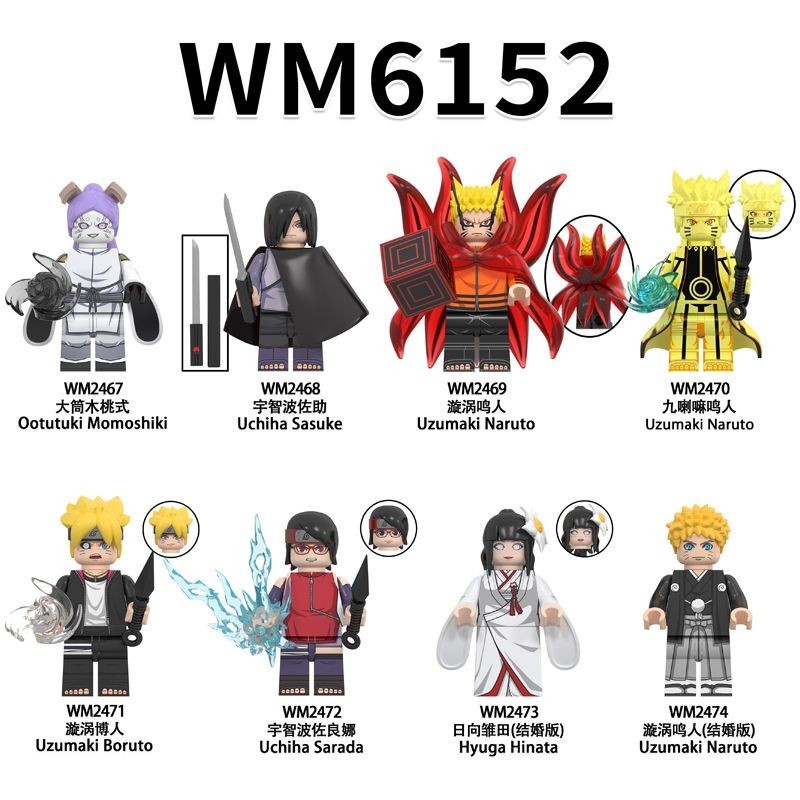 Naruto Shige อนุภาค Naruto Hinata Sasuke ประกอบอาคารบล ็ อก Minifigure ของเล ่ น WM6152 เข ้ ากันได ้ กับ Lego JECT