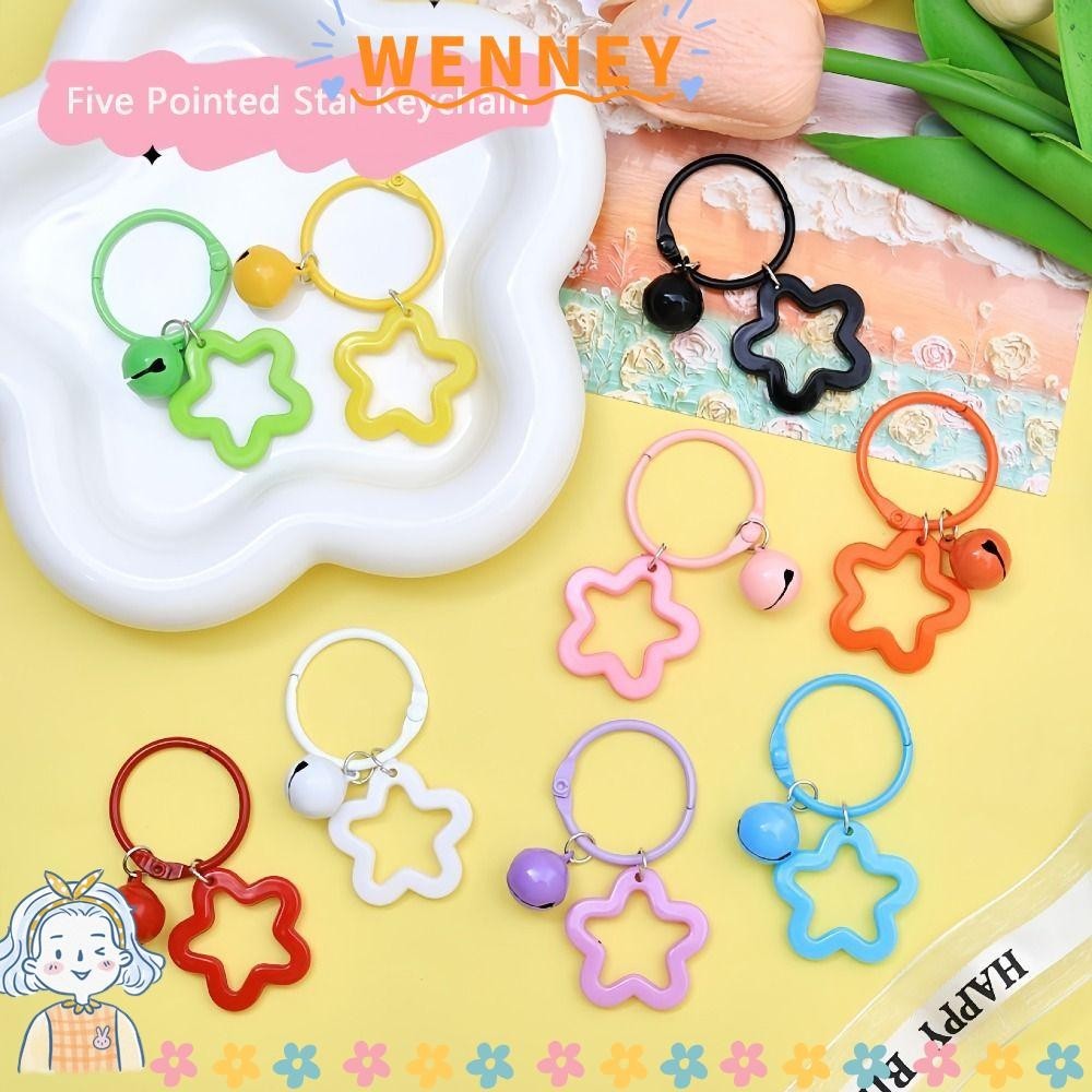 Wenney พวงกุญแจดาวห ้ าแฉก , พวงกุญแจของขวัญอะคริลิคจี ้ , กระเป ๋ าแขวนอุปกรณ ์ เสริมเครื ่ องประดับ Bell กระเป ๋ านักเรียนจี ้