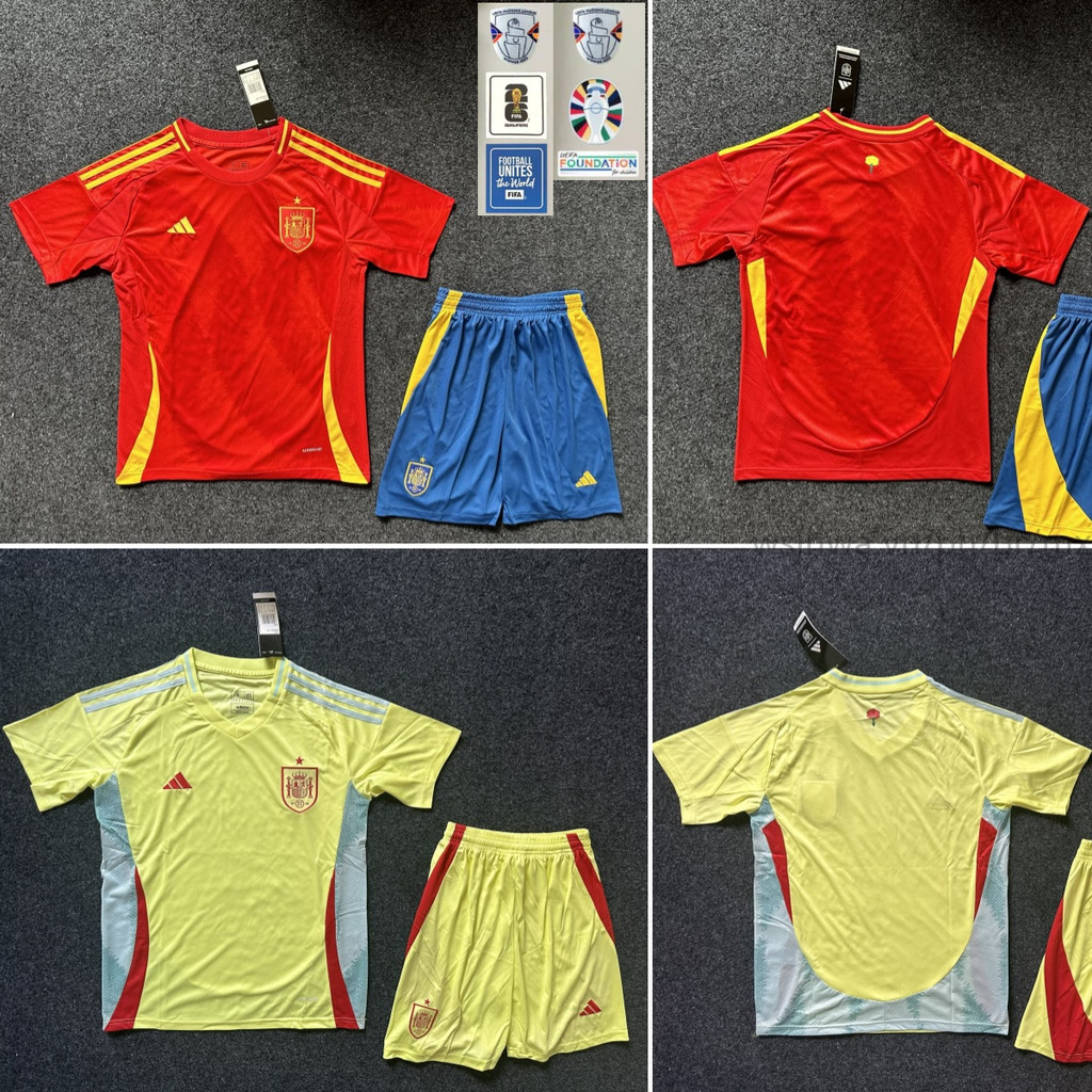 2024/25 สเปนทีมชาติ Home Away เสื ้ อฟุตบอลแขนสั ้ นชุด S-2XL