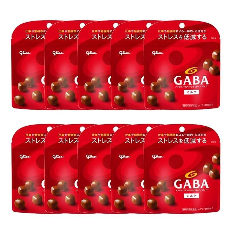 Ezaki Glico GABA Gaba Milk Chocolate Stand Pouch 51g x 10 bags Sweets Snacks Chocolate Chocolate Chocolate Snacks Functional Foods Reduce Stress