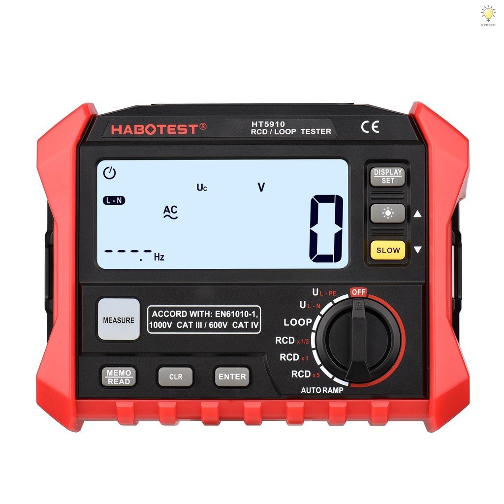 Habotest HT5910 4.7 นิ ้ ว LCD Digital Resistance Meter Leakage Switch Tester RCD/Loop Tester 1000 Data Storage Megohmmeter โวลต ์ มิเตอร ์ พร ้ อม Backlight