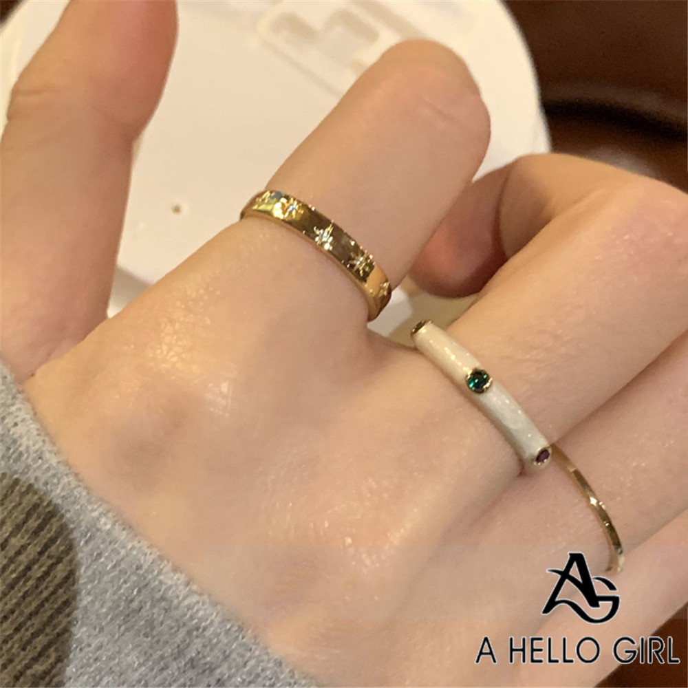 ฝรั ่ งเศสขี ้ เกียจเคลือบแหวนผู ้ หญิงชุด Niche Design หรูหราอารมณ ์ Retro Index Finger แหวน