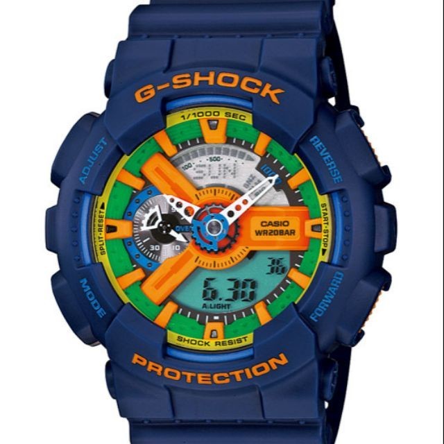 JAPAN GA-110 สีฟ้า GA-110FC-2AJF สายนาฬิกาเรซิ่นแฟชั่นกันน้ํา V578