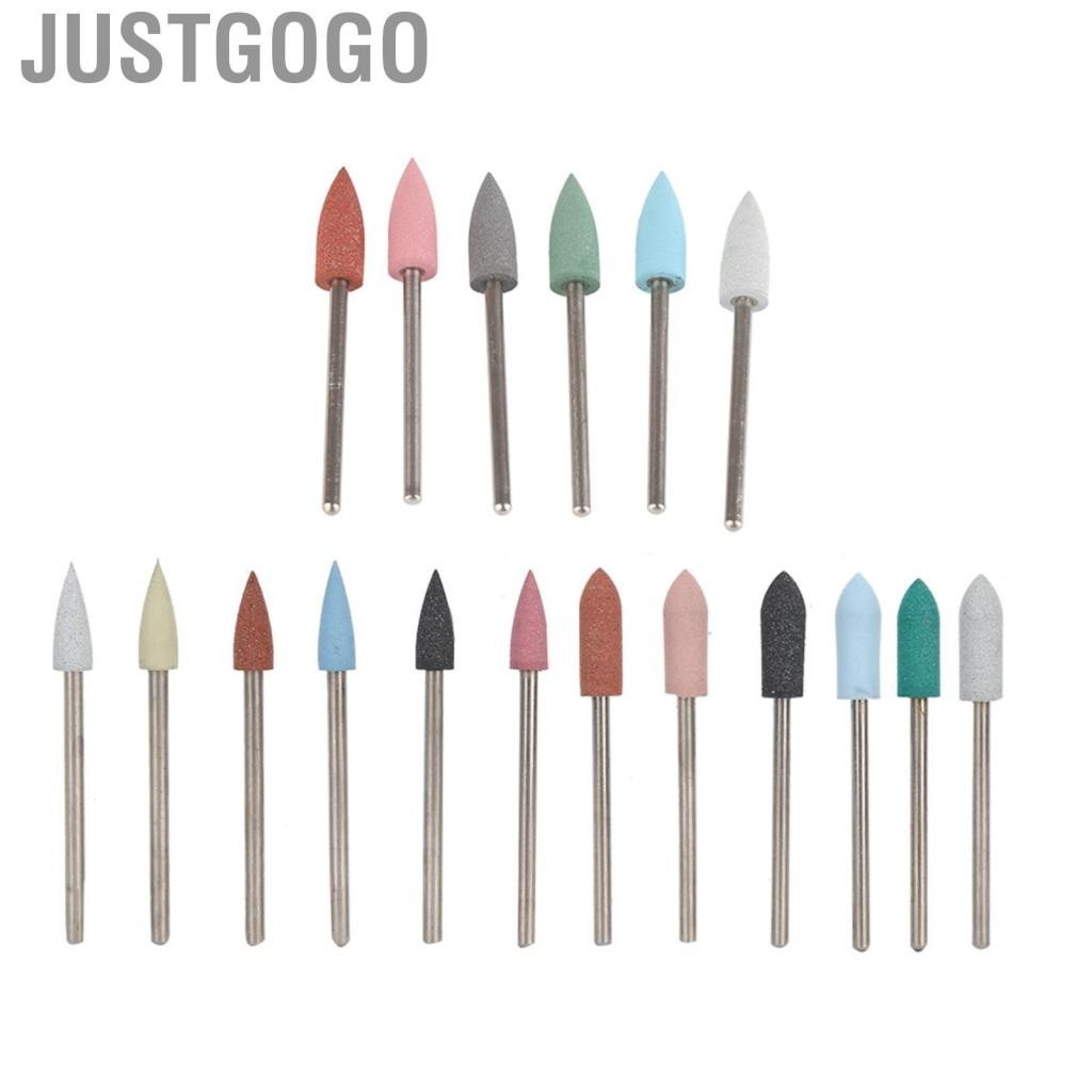 Justgogo 6pcs Polishing Grinding Head  Nail Drill Bits Set Salon for Machine Gel Nails Cuticles Household