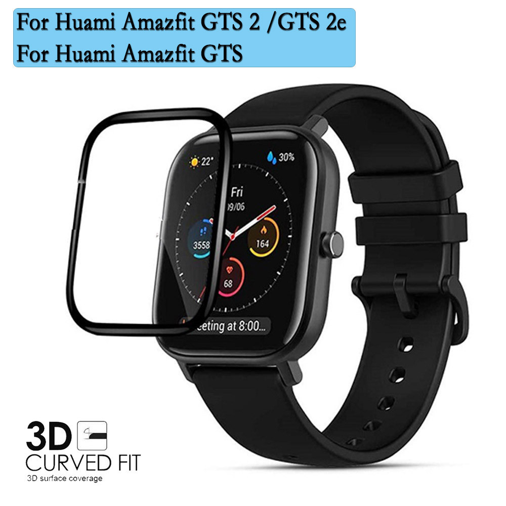 ฟิล์มกระจกนิรภัยขอบโค้งดํา สําหรับ Amazfit GTS/GTS 2/GTS 2E/Active Edge/Active 1-3 ชิ้น 700D HD กันรอย กันกระแทก