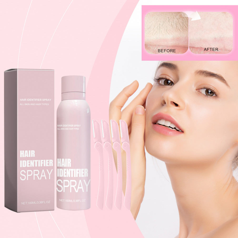 Yl Hair Identifier Spray สําหรับโกนหนวดใบหน้า, Face Hair Redentifier Spray, Skin Dermaplaning Spray for Face, Face Shaving Powder Spray Women, Achieve Smooth and Glowing Skin ไม่มี