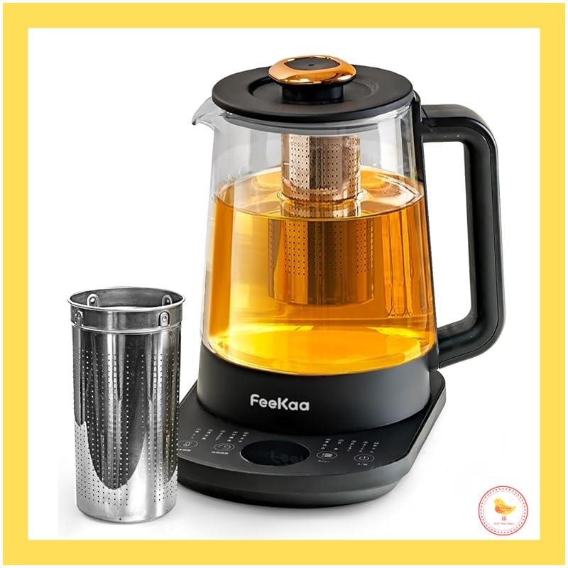 【Japan】Feekaa Electric Kettle Temperature control (±5°C) Electric Pot Small Size Hot Water Kettle with Insulation Tea Pot Heat-resistant Glass with Tea Strainer Temperature &amp; Time Control 10-in-1 Large Capacity Electric Kettle for Tea/Coffee/Noodles/Conge