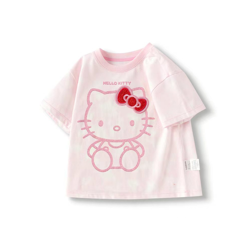 Balabara Girls Summer Cartoon HELLO KITTY เสื้อยืดแขนสั้นพิมพ์ลาย