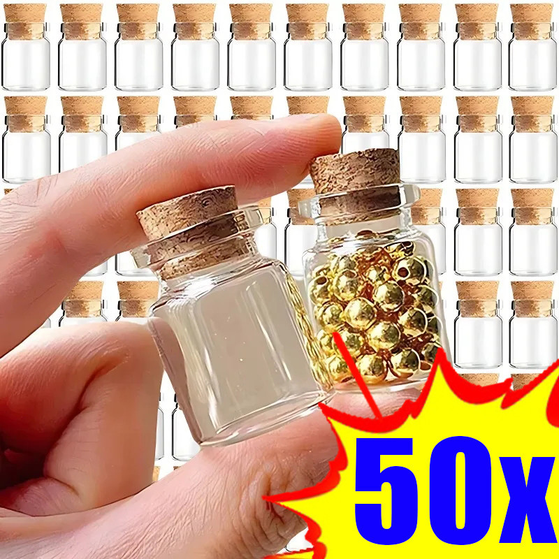 10/30/50 ชิ้น Mini Clear Glass Wish ขวด - โปร่งใส Wishing ของขวัญ Healing Lucky Drifting ที่ว่างเปล่า Tiny Jars ตกแต่ง