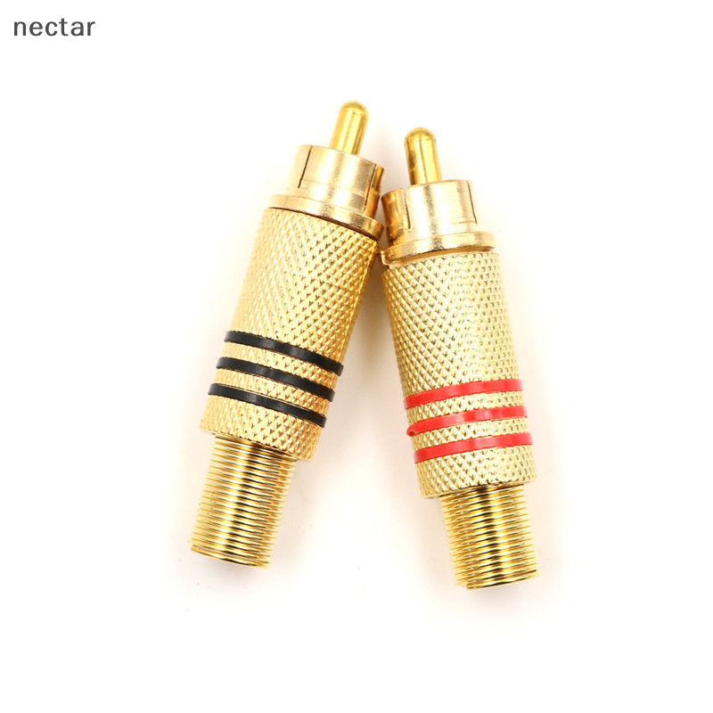 Tar 10 ชิ้น RCA Connector ชายแจ็คปลั๊กเสียง Vedio เชื่อมทองสีแดงสีดํา N