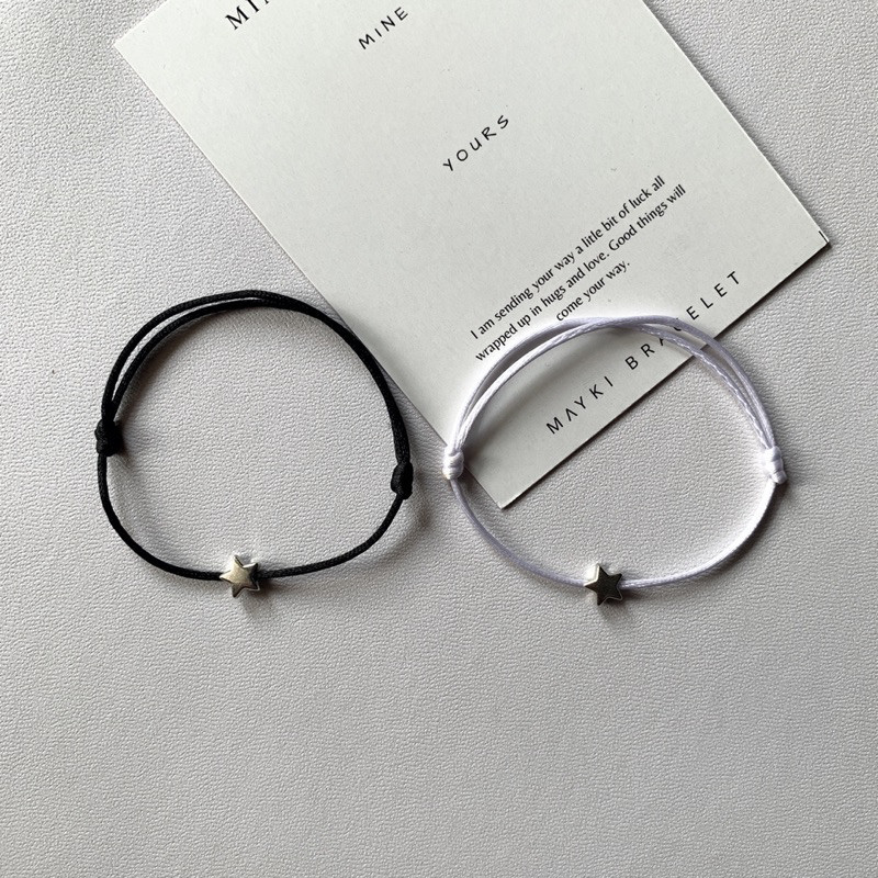 สร้อยข้อมือคู่รัก Star Boy and Star Girl Aesthetic Couple Best Friend Viral Black Rope Rcr_acc