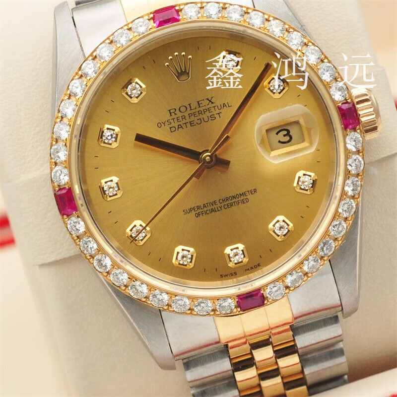 Rolex นาฬิกาผู ้ ชายไดอารี ่ ประเภท Series 16233 อัตโนมัติ 18k Gold กลับเพชรหรูหรานาฬิกาข ้ อมือนาฬิ