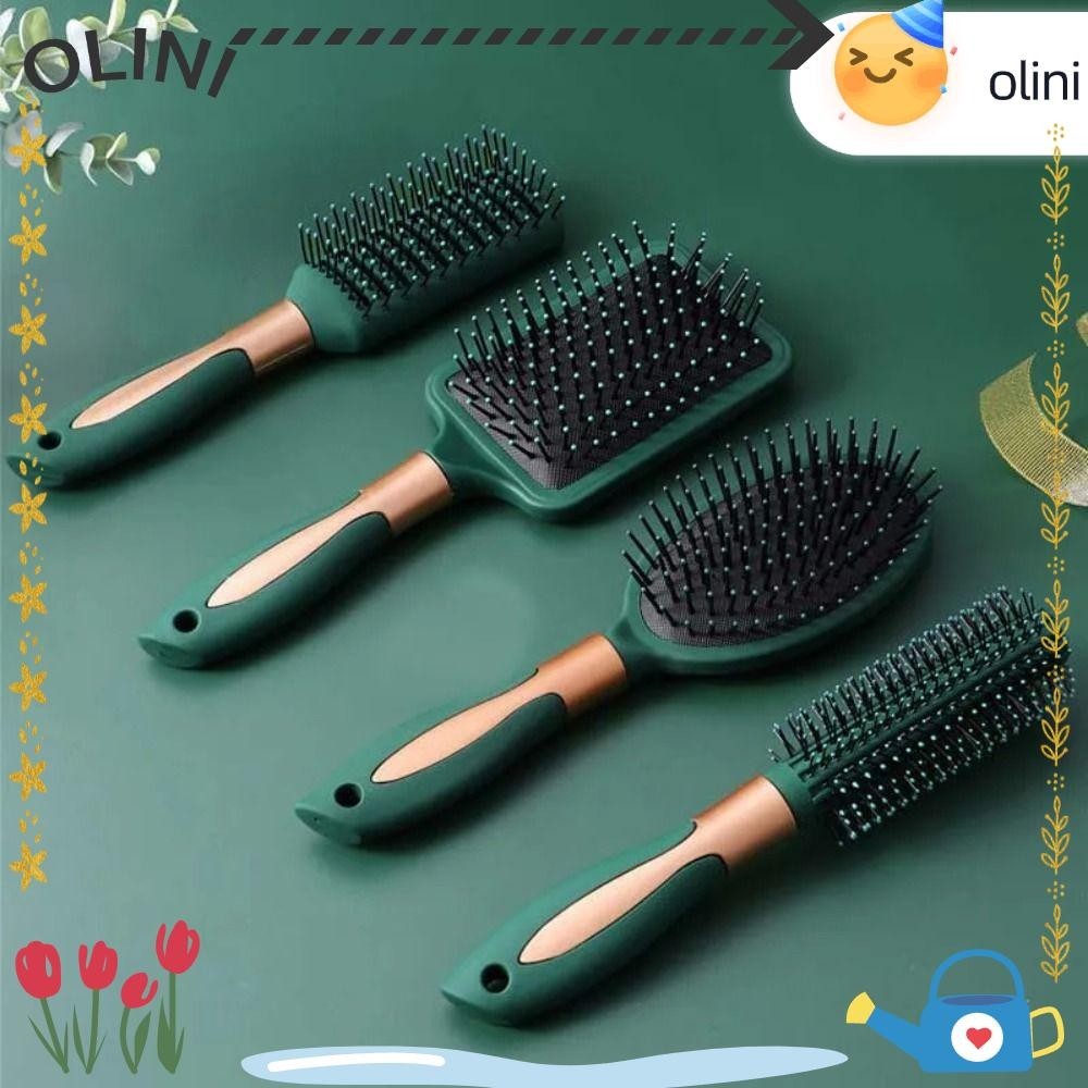 เครื่องมือจัดแต่งทรงผมนวดหนังศีรษะเบาะผมหวีคุณภาพสูง Anti-Static หวีนวดสีเขียวเข้ม [olini]