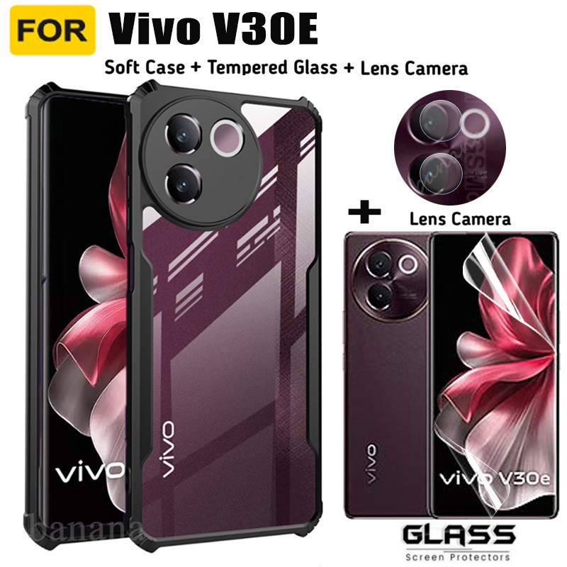 Vivo V30e เคสโทรศัพท์กันกระแทกสําหรับVivo V 30 V30 Pro Soft Hydrogelฟิล์ม 3 ใน 1 Vivo V29e V29 Pro Y03 Y18 Y38 Y100 Y27s Y17sกล้องเลนส์ฟิล์ม