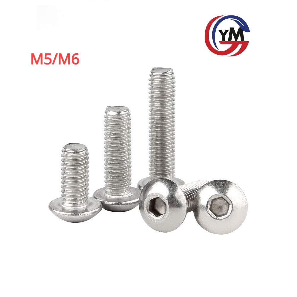 [ Ymh1] น็อต สกรู หัวจมกลม สแตนเลส 304 เกลียวมิล หยาบ  M5/M6 / Button Head Hexagon Socket Machine Screw