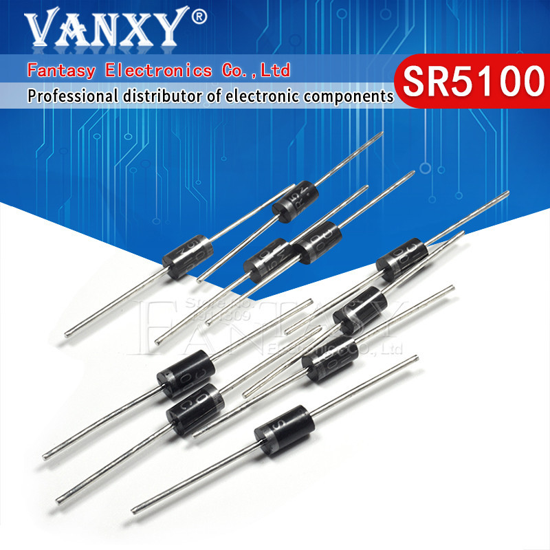 20pcs schottky ไดโอด SR5100 5A/ 100V DO -27 SB5100 ส่วนประกอบอิเล็กทรอนิกส์