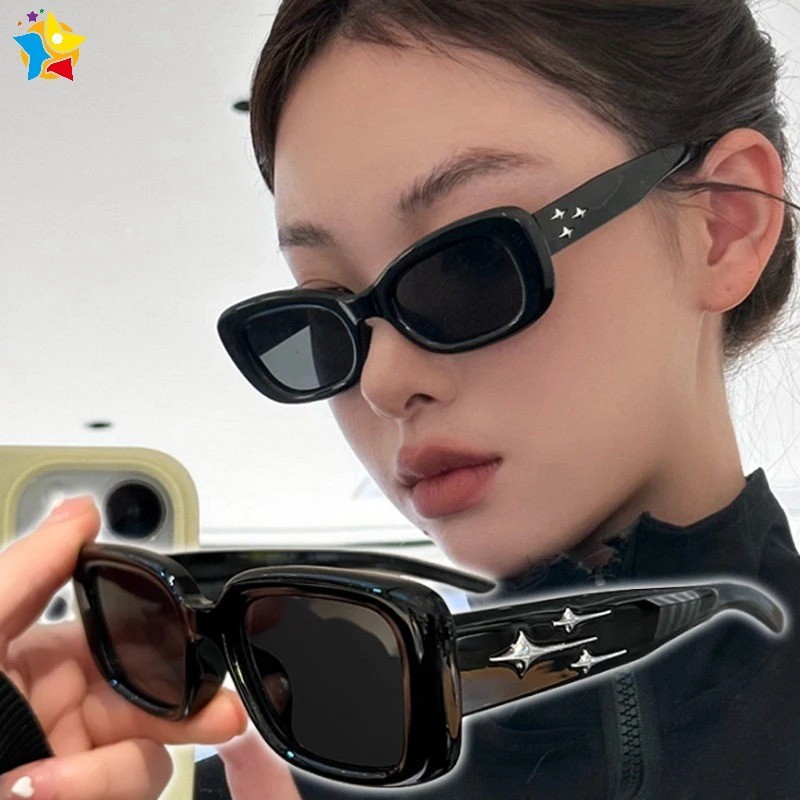 แฟชั่น Y2K แว่นตากันแดด Punk Cross Star สี่เหลี่ยมเล็ก Shades แว่นตาผู้หญิง Retro Cool ส่วนบุคคลแว่นตากันแดด