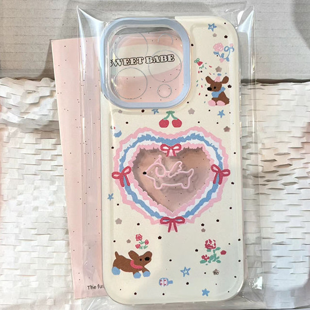 Hollow Heart Dog Pattern เคสโทรศัพท ์ ซิลิโคนแบบนุ ่ มเหมาะสําหรับ iPhone x/xs/xr/xsmax/7/8plus/11Promax/12/13/14Promax/15 เคสป ้ องกันแบบรวมทุกอย ่ างกันกระแทก