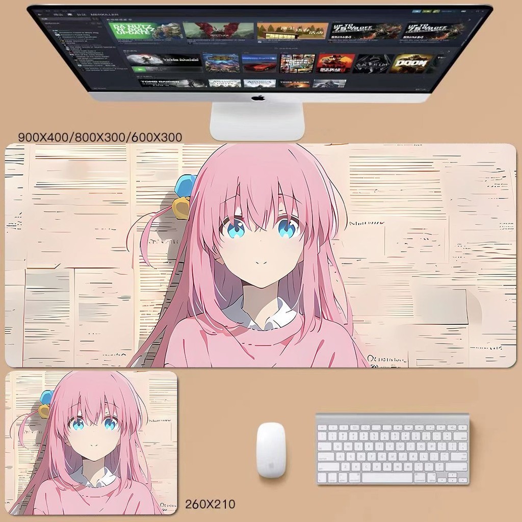 Bocchi the rock แผ่นรองเมาส์ขนาดใหญ่อะนิเมะสองมิติสําหรับเล่นเกมแป้นพิมพ์ Pad Desk Pad คอมพิวเตอร์ Pad