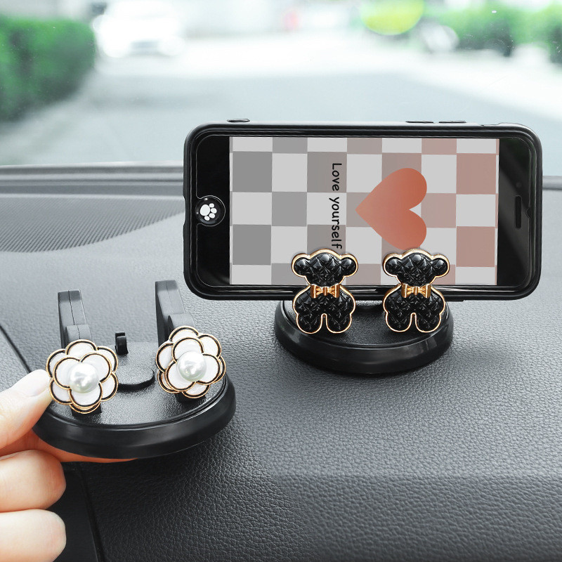 ที่วางโทรศัพท์แบบติดกาวในรถยนต์แบบสากลพร้อม 360 ° หมุนสําหรับที่วางโทรศัพท์แดชบอร์ดสําหรับอุปกรณ์ตกแต่งภายในรถหญิง