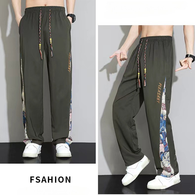 2024 กางเกงขายาวผู้ชายนปักลายฤดูร้กางเกงผู้ชายอนหลวมกางเกงสแลคชาย - รูปที่ 6