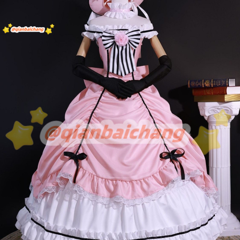 สีดํา Butler Robin Ciel SSR คอสเพลย ์ เครื ่ องแต ่ งกายสีดํา Butler Victorian สไตล ์ ชุดสีชมพู Gothic Lolita ชุดยาววิกผมฮาโลวีน