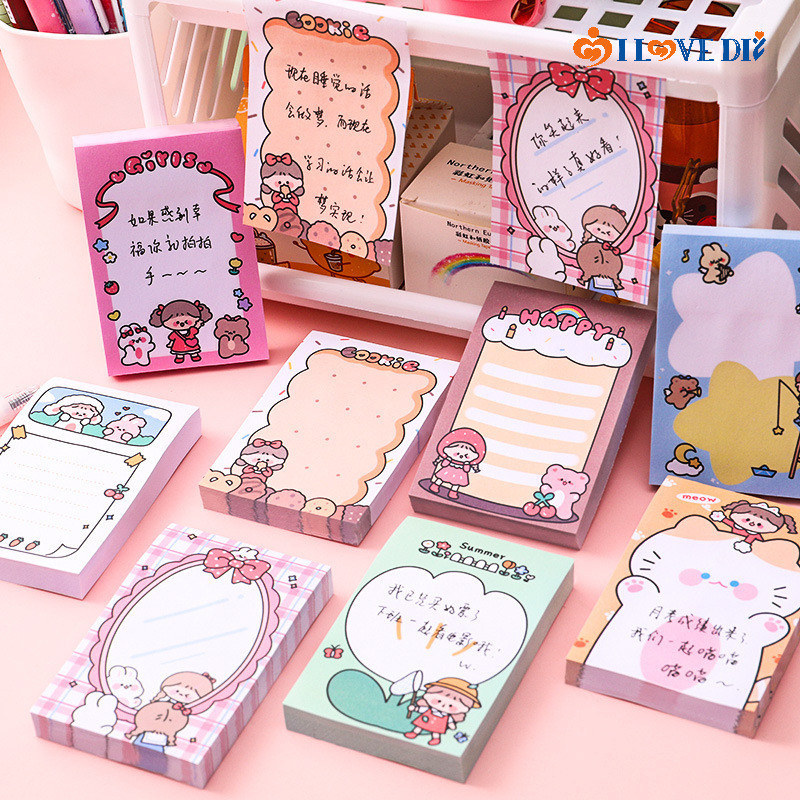 1/3 ชิ้น 80 แผ่น Kawaii Girls Theme การ์ตูน Sticky Notes - สําคัญ Matters Memo Notepad - นักเรียนอ่านหมายเหตุข้อความโพสต์