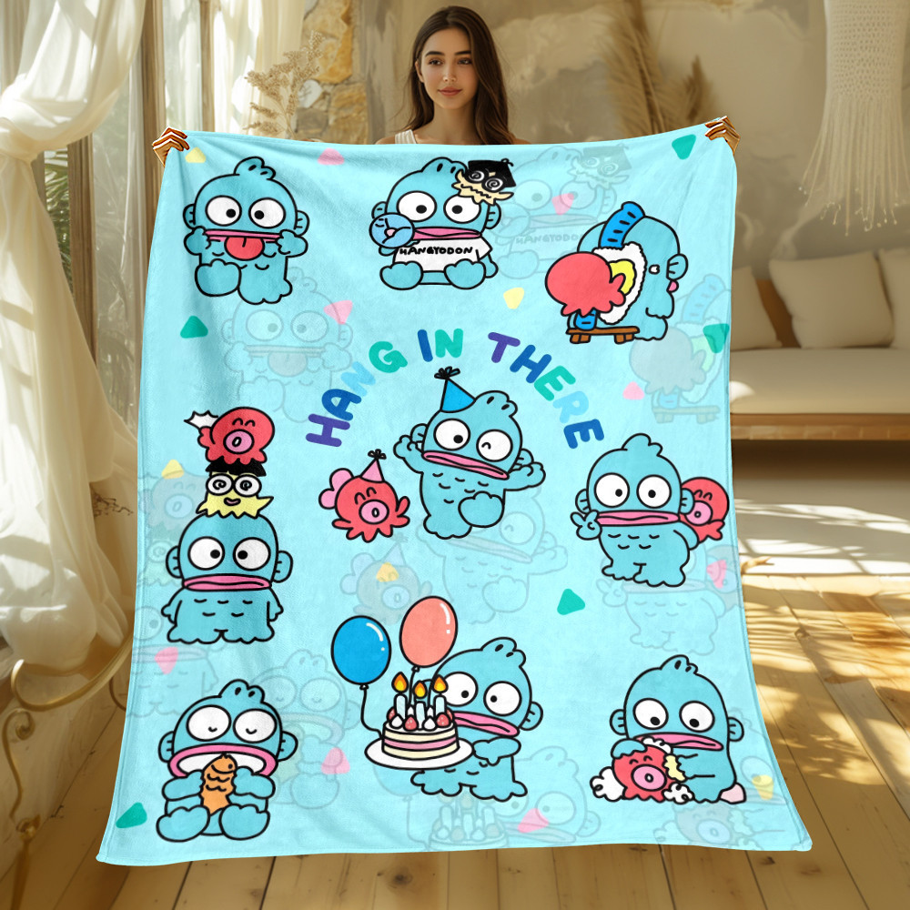 Hangyodon Sanrio การ์ตูน HD พิมพ์ผ้าห่มสักหลาดโซฟาห้องนอนเตียงโฮมออฟฟิศผ้าห่มงีบรถท่องเที่ยวผ้าห่มปิกนิกของขวัญ