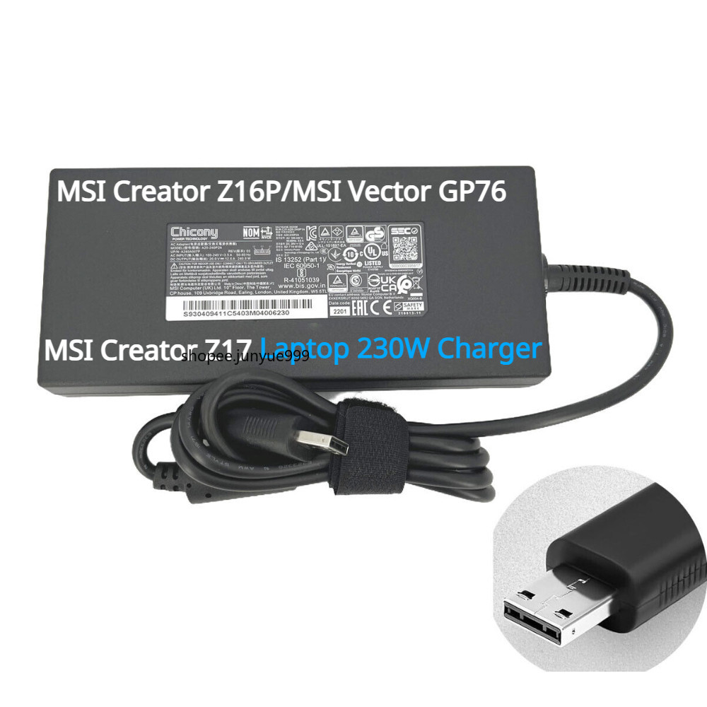 Chicony 20V 12A 240W USB Power Supply อะแดปเตอร์ AC สําหรับ MSI GE76 GE66 Raider A20-240P2A Charger