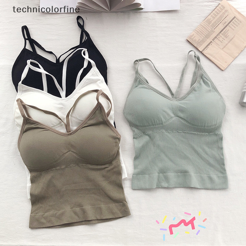 Atr ผู้หญิงชุดชั้นในผ้าฝ้าย Push Up Bra เซ็กซี่ V คอหลอดแฟชั่นสีทึบหญิง Soft Brassreie พร้อมหน้าอก Pad AT