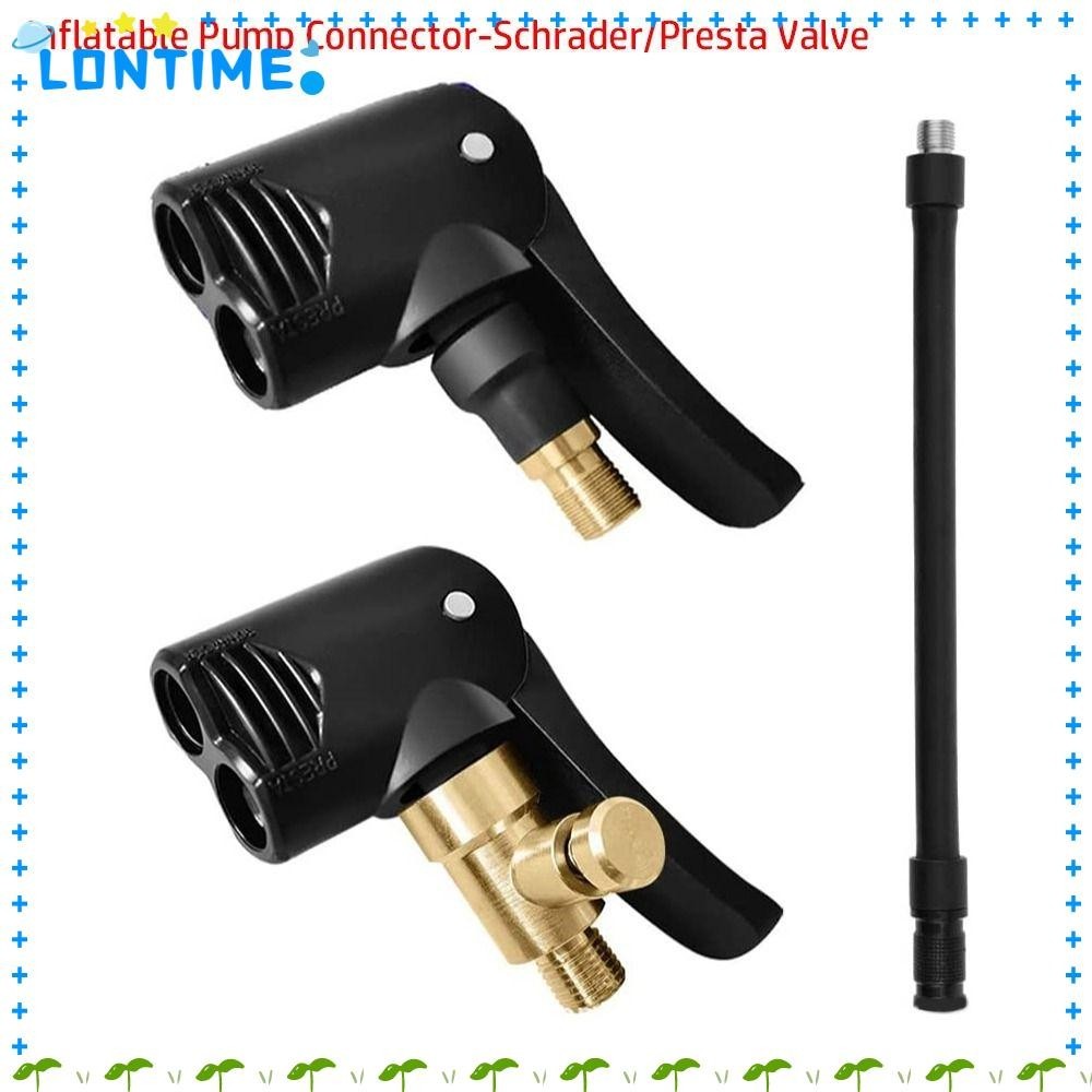 Lontime หัวฉีดปั๊มลมยาง, Schrader/Presta Valve อะแดปเตอร์วาล์วอัตราเงินเฟ้อยางแบบพกพา, ทนทาน 2-in-1 Deflated ยาง Air Inflator ท่อรถ/จักรยาน/รถจักรยานยนต์